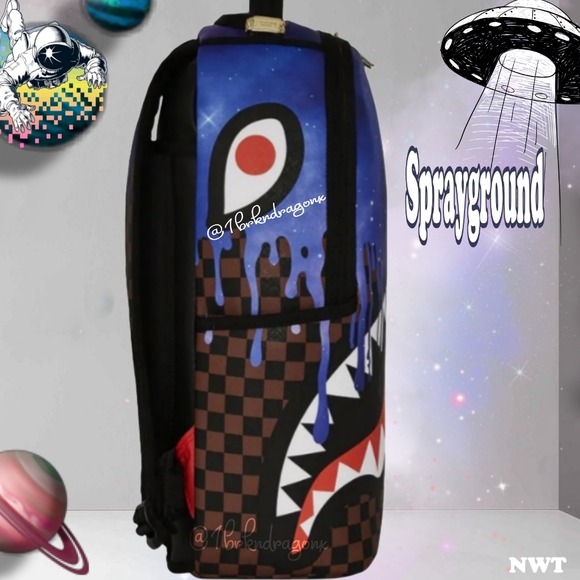 Sprayground Royal Blue Purple Drip Shark Galaxy Takeover Backpack NWT